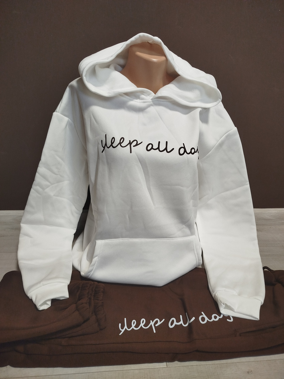 Дитячий утепленний спортивний костюм "Спи весь день" для дівчинки підлітка на 13-18 років двійка штани та худі, фото 1