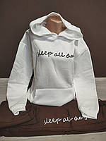 Жіночий утепленний спортивний костюм "Спи весь день" двійка штани та худі 44-50 розміри