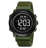 Skmei 2497 мужские спортивные часы зеленые с черным циферблатом на нейлоновом ремешке