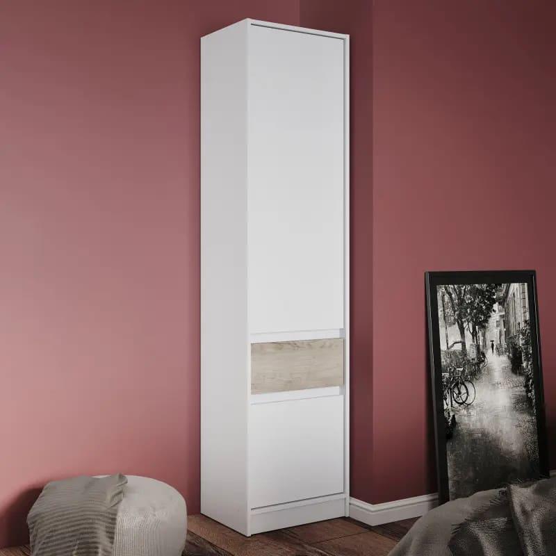 Шафа-пенал закрита з полицями та шухлядою Еверест Стайл-500 50х39х203 см Німфея Альба (білий)/Дуб крафт сірий (DTM-071165), фото 1