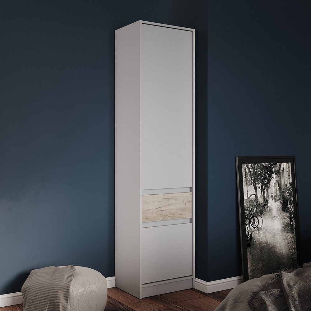 Шафа-пенал закрита з полицями та шухлядою Еверест Стайл-500 50х39х203 см Кашемір/Дуб крафт сірий (DTM-071153), фото 1