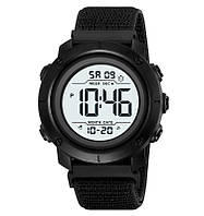 Skmei 2497 мужские спортивные часы черные с белым циферблатом на нейлоновом ремешке