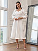 Класичне жіноче плаття-міді Polina з довгим рукавом на свята та важливі події, молочно-біле, фото 3