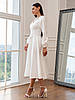 Класичне жіноче плаття-міді Polina з довгим рукавом на свята та важливі події, молочно-біле, фото 5