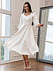 Класичне жіноче плаття-міді Polina з довгим рукавом на свята та важливі події, молочно-біле, фото 2