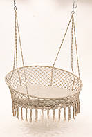 Підвісне крісло-гойдалка 140 см Велика плетена кругла гойдалка WCG + м'яка подушка Білий