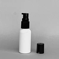 Флакон Глория 50 мл білий (горловина 18) з дозатором чорним з прорізом (тара для косметики)