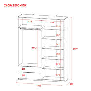 Шафа для одягу Doros Лукас Дуб Сонома 180х50х240 DRS-011620 (80737731), фото 9