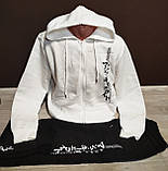 Костюм утеплений з начосом на флісі для хлопчика підлітка Ієрогліф на 13-18 років куртка штани чорний, фото 4