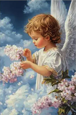 Набір для вишивання за нанесеною на канву схемою  "Ангелочек".AIDA 14CT printed , 40*60 см