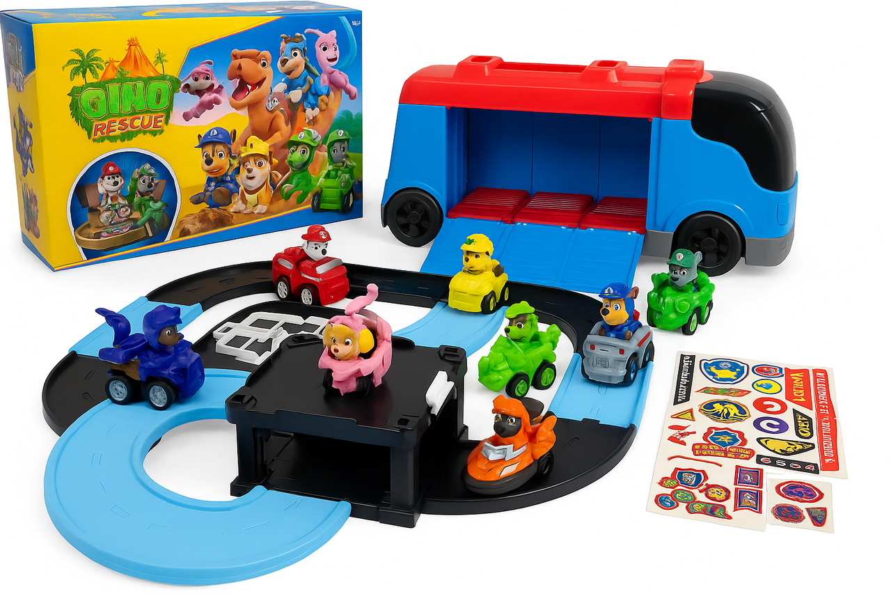 Щенячий Патруль іграшка – автовоз автобус 42 см з героями та трасою Патрульовоз Paw Patrol 9 машинок, фото 1