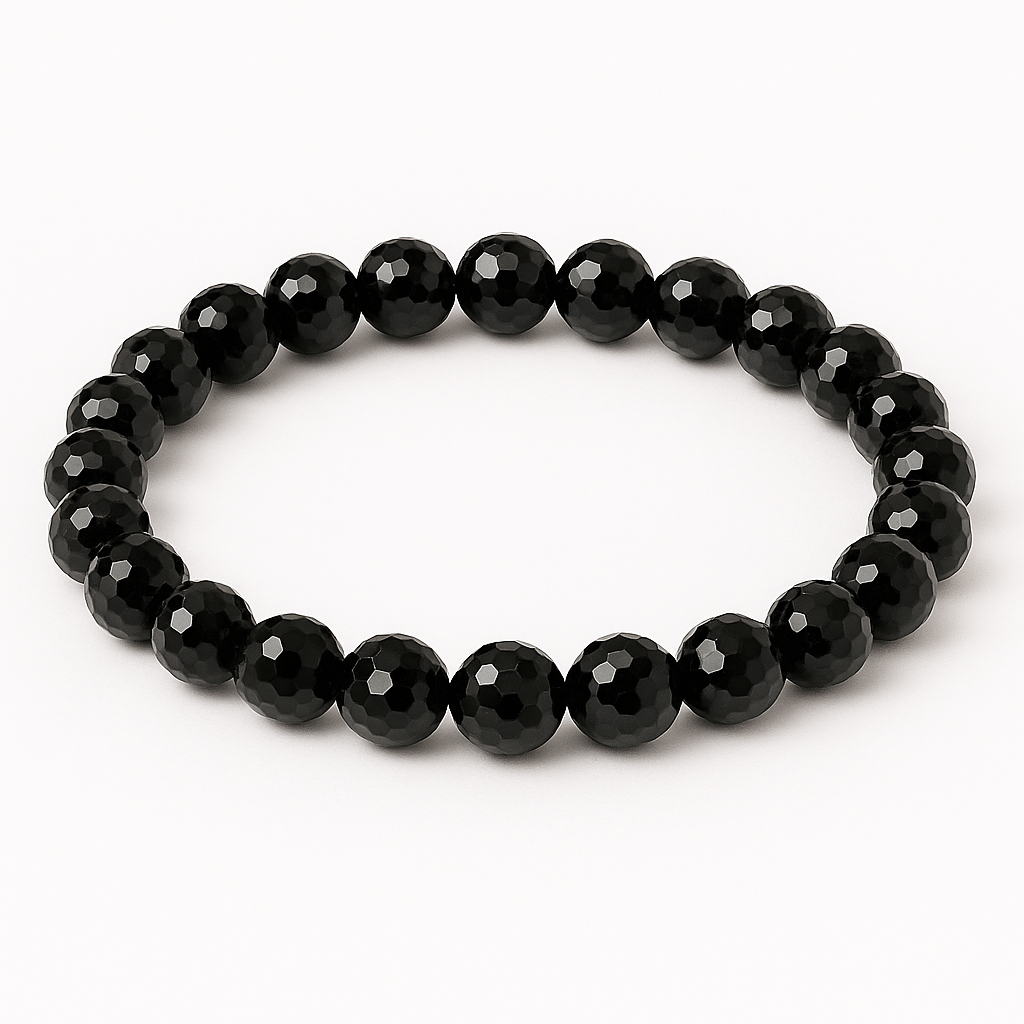 Агат чорний гранований Ø8 браслет, 0110ТА, фото 1