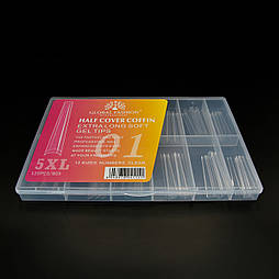 Гелеві типси 5XL екстра довгі, балерина на вільний край, 120 штук, 12 розмірів, №01