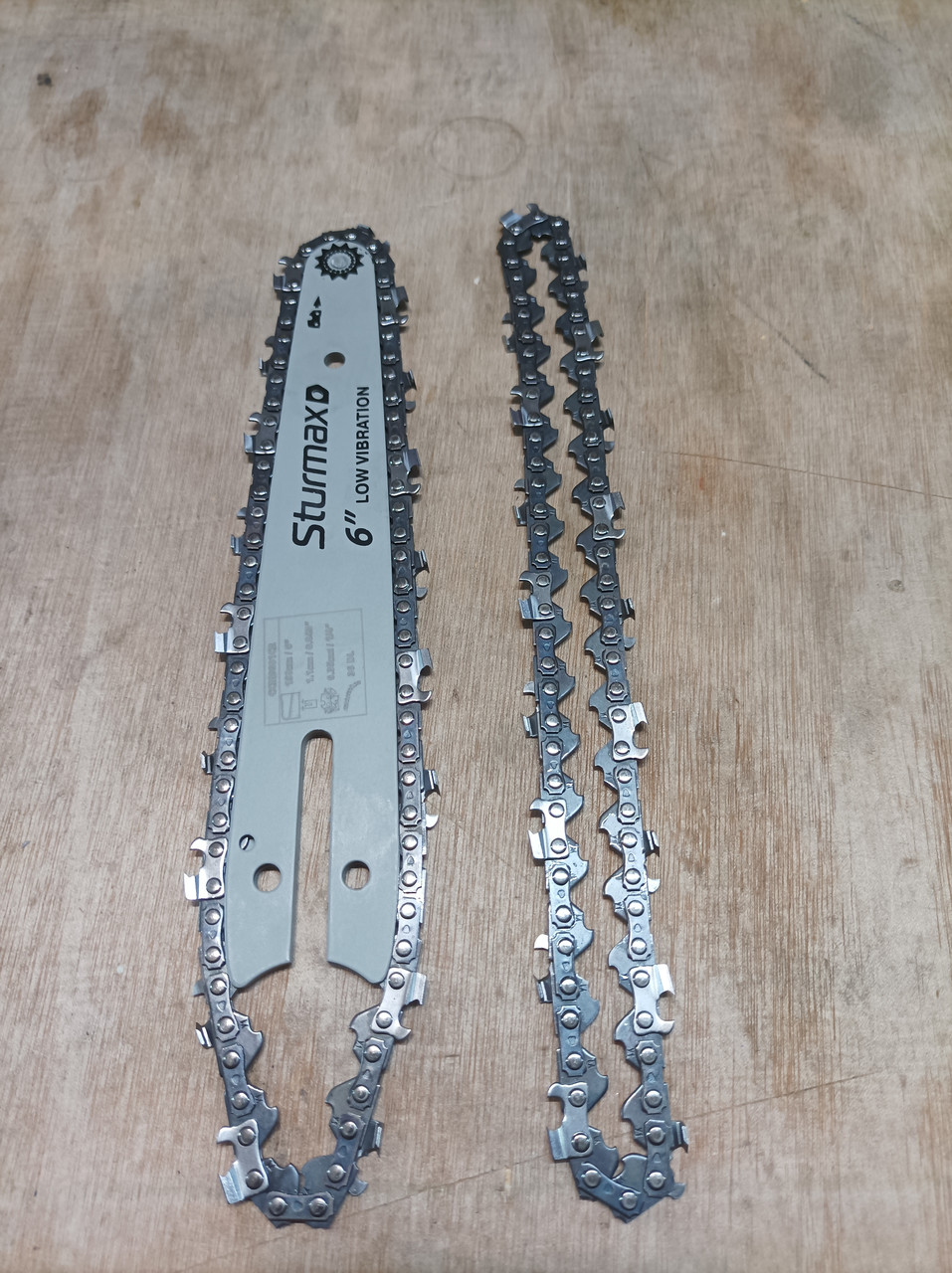 Шина та 2 ланцюги 6 дюймів / крок 1/4" для різних видів акумуляторних міні пил, фото 1
