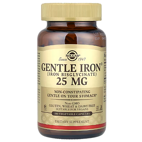 Залізо Gentle Iron Solgar 25 мг 180 рослинних капсул