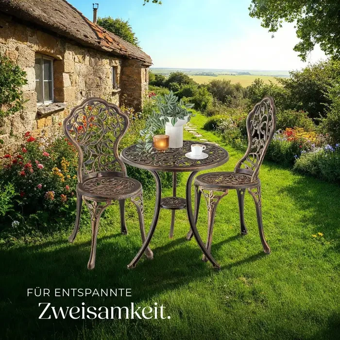 Комплект із 3 предметів Bistrotisch-Set "Lyon" у романтичному вінтажному дизайні, фото 1