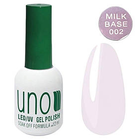Молочне базове покриття UNO Milk Base для нігтів 12 мл. 002