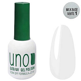Молочне базове покриття UNO Milk Base для нігтів 12 мл. White №1