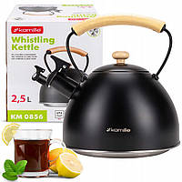 Чайник 2,5 л. чорний із дерев'яною ручкою Kamille KM 0856