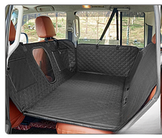 Автогамак для собак з оглядовою сіткою, кишенями та ущільненим дном, Екошкіра, 132×164 см Чорний