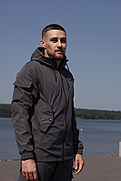 Чоловічий комплект soft shell сірий демісезонний тактичний костюм весна-осінь водонепроникний вітрозахисний