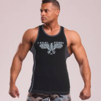 Спортивна чоловіча майка Legal Power Tanktop Eagle RIB чорна з сірим XXL, фото 1