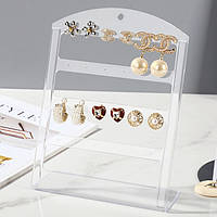 Стійка пластик прозора для сережок, цвяхів,пусетів і прикрас висота 19 см ширина 12,5 см 4 ряди 24 пари