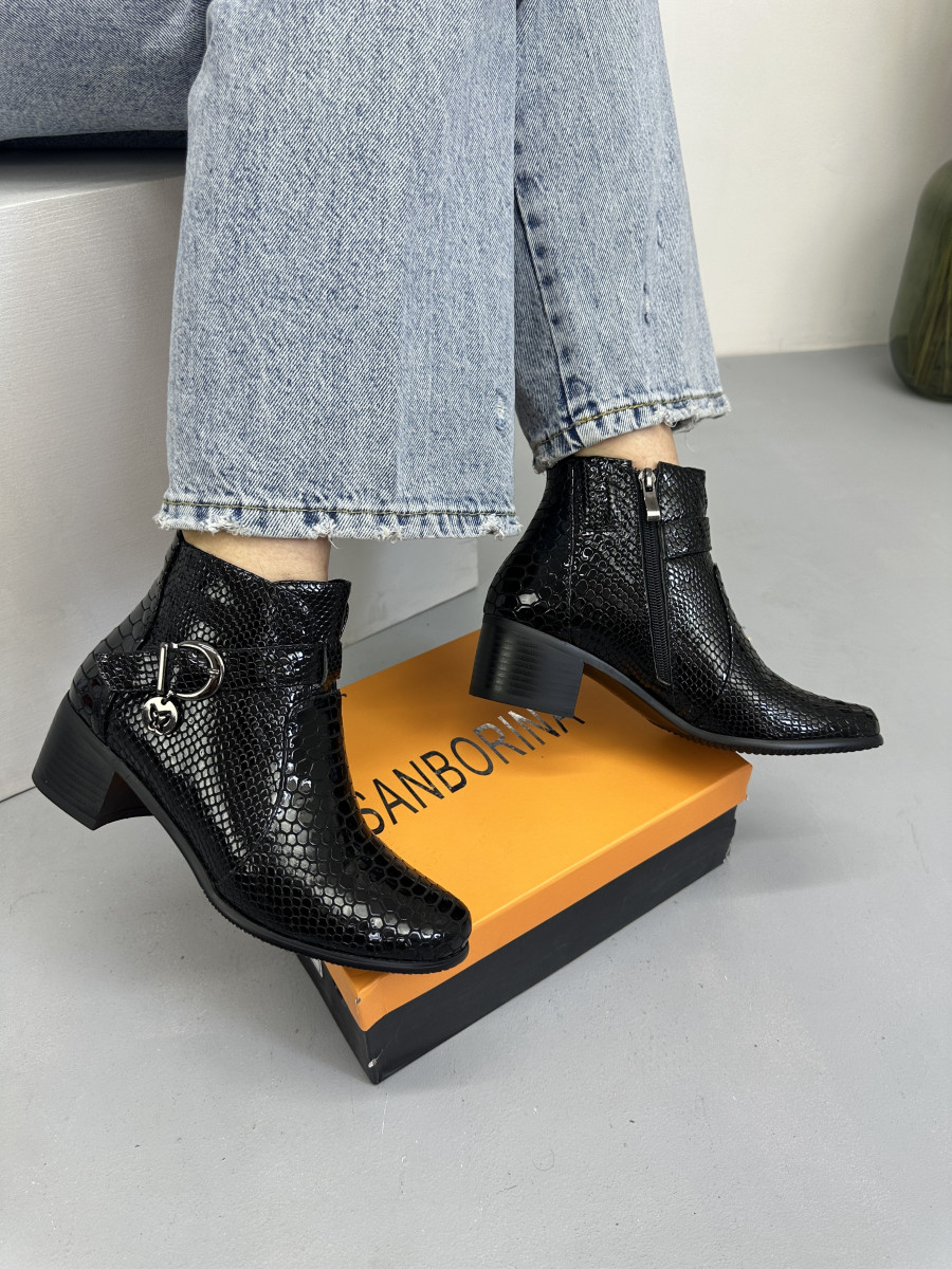 Ботильйони жіночі SANBORINA S439 чорні шкіряні 36, фото 1