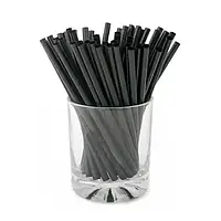 Трубочка чорна для мартіні Ø4.8мм 12.5см одноразова пряма, соломка для коктейлів 200 штук