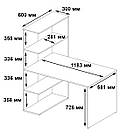 Письмовий стіл з відкритими полицями зліва колір венге темний h148*120*60 см, фото 3