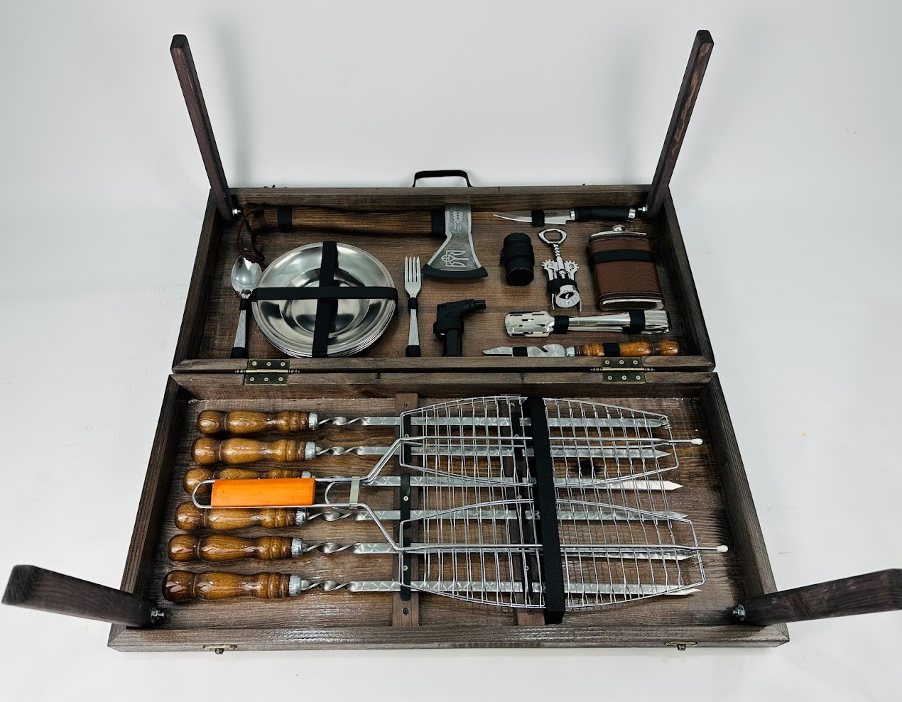 Набір шампурів у кейсі ПОДАРУНКИЙ НАБІР ДЛЯ ПІКНИКА ТИТАН Ідеальний подарунок чоловікові Все для пікніка, фото 1