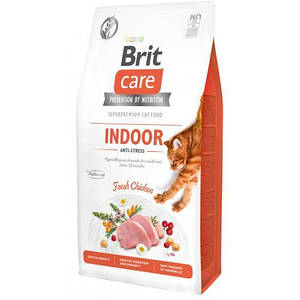 Сухий корм Brit Care Cat GF Indoor Anti-stress для котів, що постійно живуть у приміщенні, курка, 7 кг