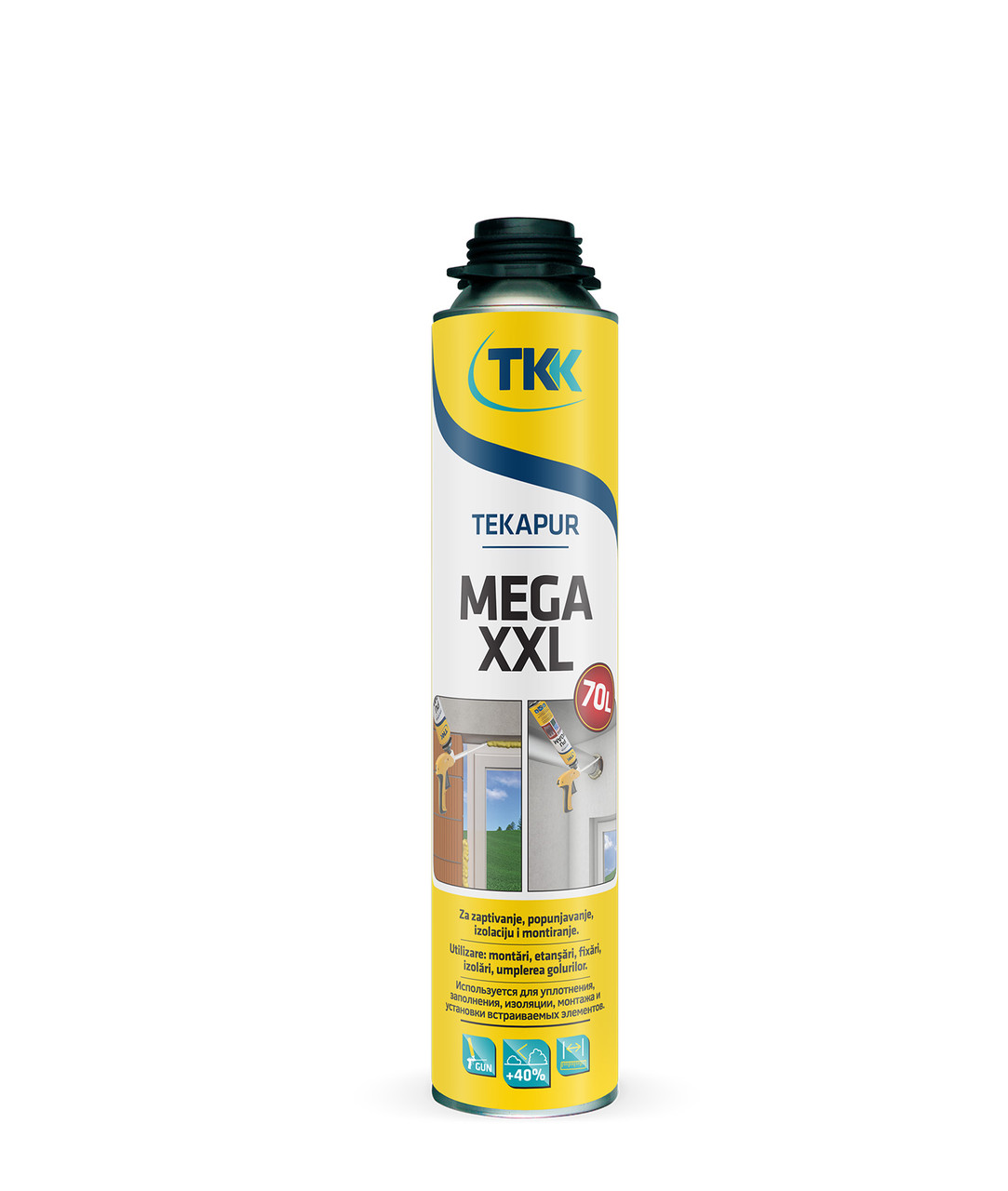 Піна монтажна під пістолет 850 мл ТКК 70 л вихід піни TOP FOAM XXL, фото 1