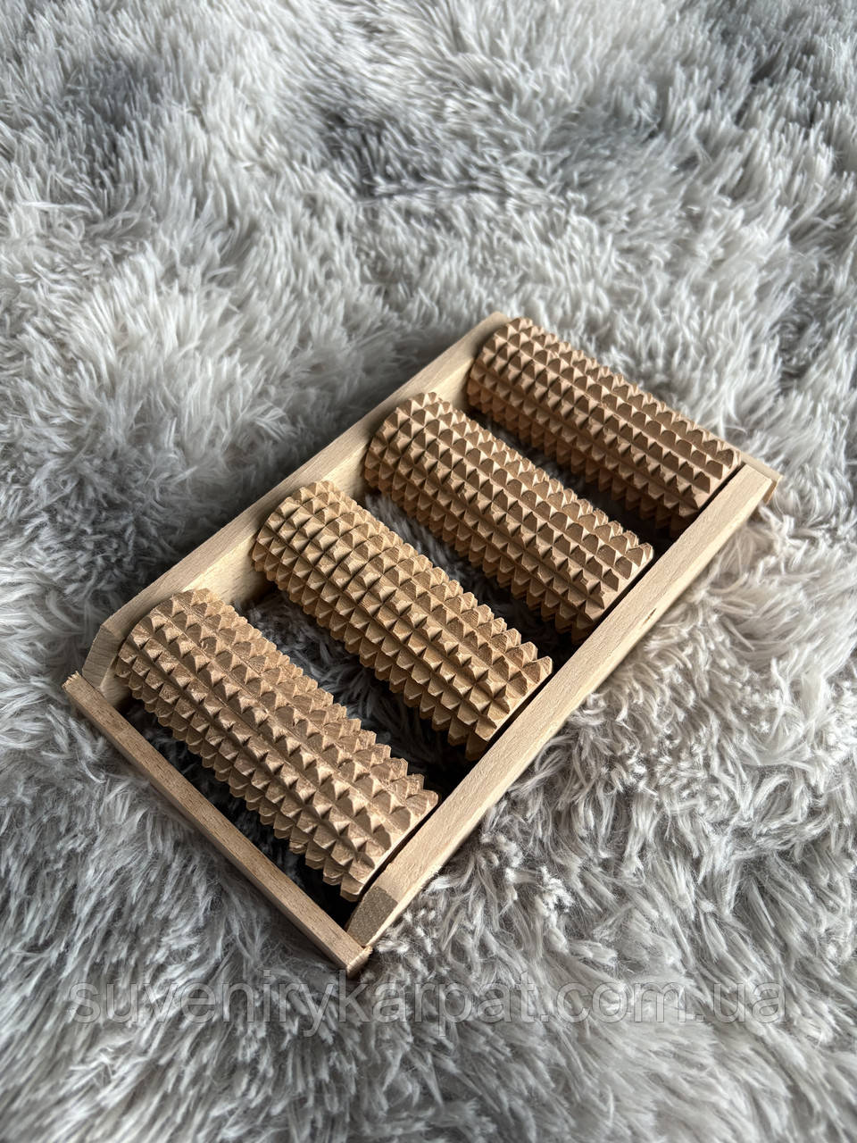 Дерев'яний масажер для ніг на 4 валика 22х12, фото 1