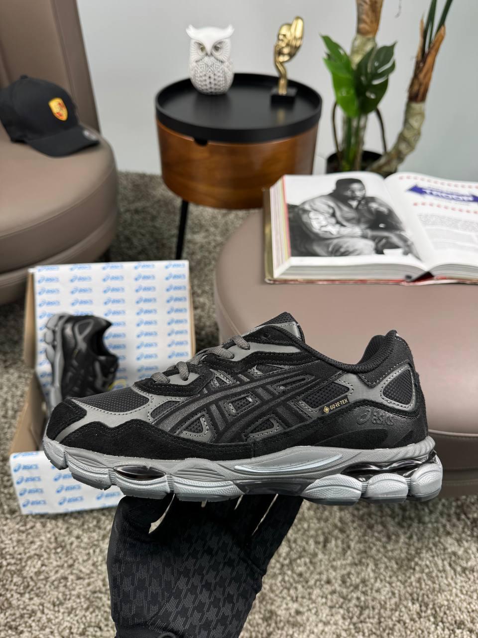 Чоловічі кросівки ASICS Gel-NYC GTX Black, чоловічі кеди Асикс шкіра замша текстиль чорні. Чоловіче взуття, фото 1