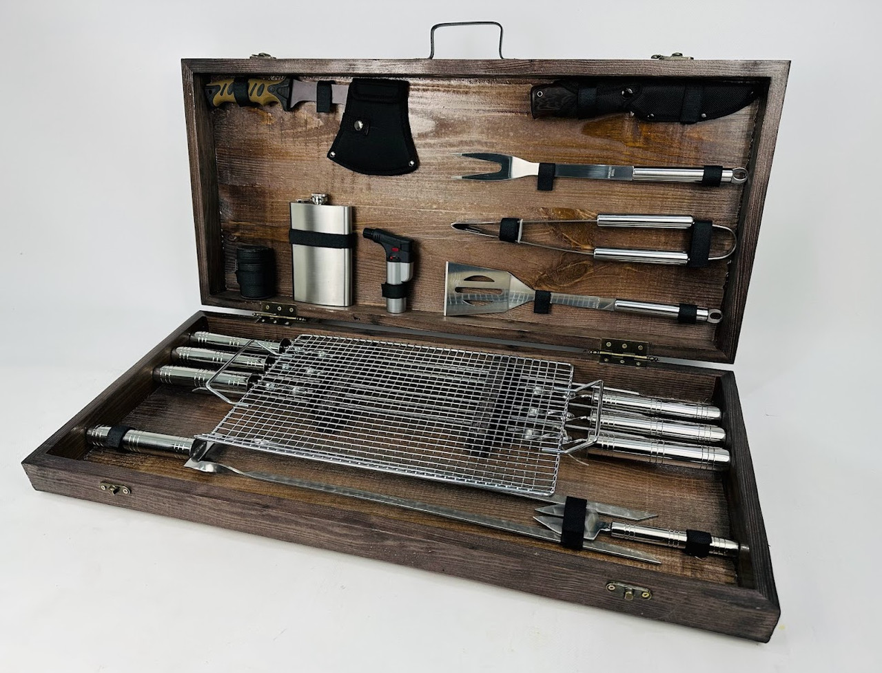 Набір шампурів у кейсі на подарунок чоловікові Все для барбекю НАБІР ПОДАРУННИЙ ДЛЯ ПІКНИКА BBQ MAX, фото 1