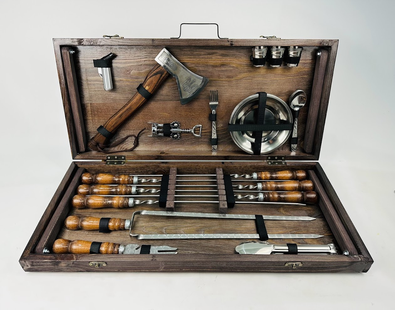 Набір шампурів у кейсі НАБІР ПОДАРУНОКНИЙ ДЛЯ ПІКНИКА КІЗЛЯР MAX Ідеальний подарунок чоловікові, фото 1