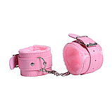 Рожеві наручники для сексуальних ігор у стилі БДСМ, Хутряні фіксатори для рук, Інтимні іграшки, фото 2