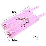 Рожеві наручники для сексуальних ігор у стилі БДСМ, Хутряні фіксатори для рук, Інтимні іграшки, фото 5