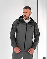 Спортивный костюм Nike демисезонный мужской спорт костюм Найк с капюшоном серый fms