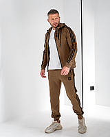 Спортивный костюм Adidas весна осень мужской демисезонный спорт костюм Адидас с капюшоном коричневый fms
