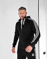 Спортивный костюм Adidas весна осень мужской демисезонный спорт костюм Адидас с капюшоном черный fms