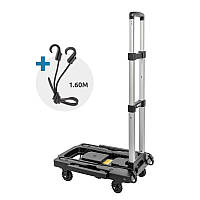 Візок платформений складний з телескопічною ручкою + 2 крюка на еластичних ременях FORSAGE F-VT170