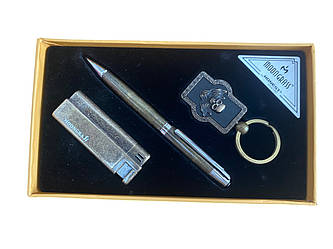 Подарунковий набір MOONGRASS: ручка + брелок + запальничка (стара бронза)