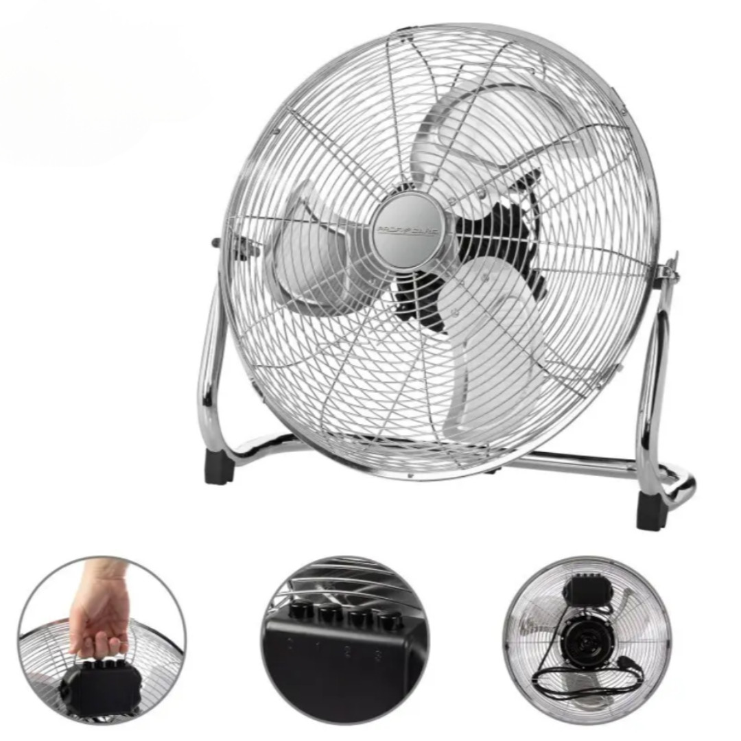 Підлоговий вентилятор ProfiCare PC‑VL 3066 WM хромований корпус, 100 Вт, діаметр 45 см, 3 швидкості, фото 1