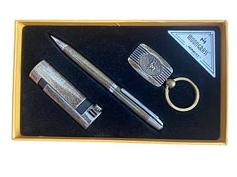 Подарунковий набір MOONGRASS: ручка + брелок + запальничка (стара бронза)