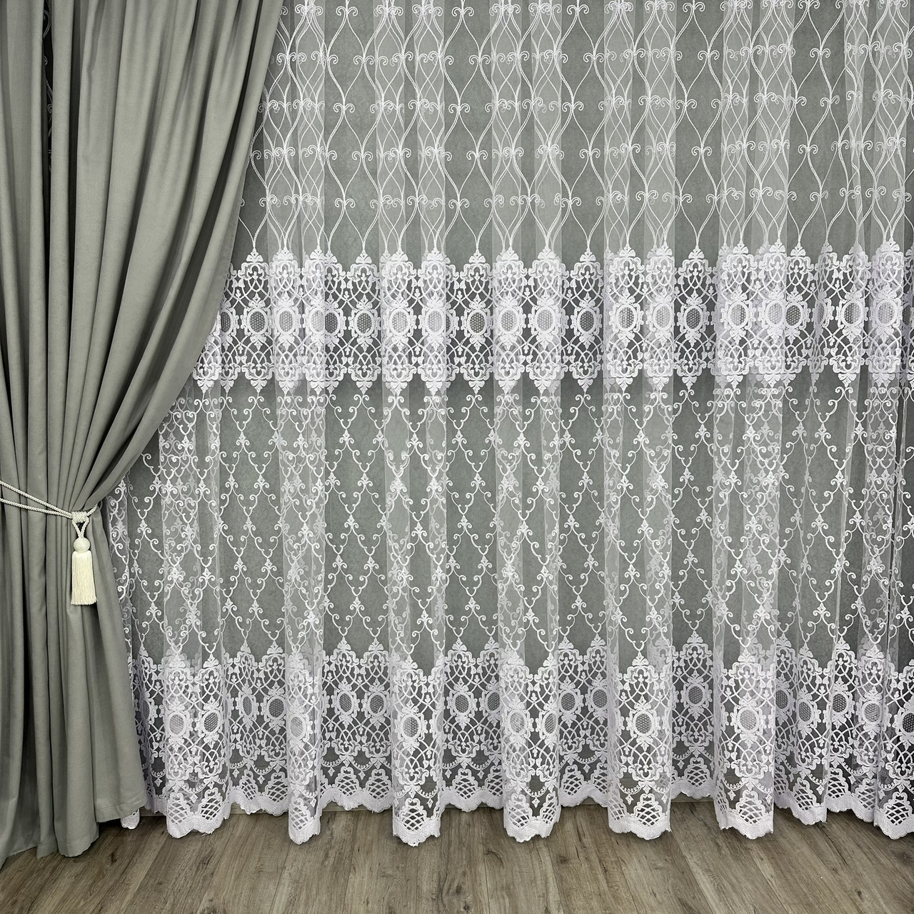 Фатиновий тюль з шиніловою ниткою №116186 на відріз