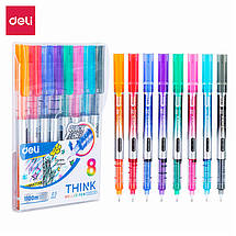 Набiр ролерів Deli EQ300-8C, Think, мікс кольорів, лінія 0,5мм, 8штук/упаковка, Ролери кольорові, фото 2