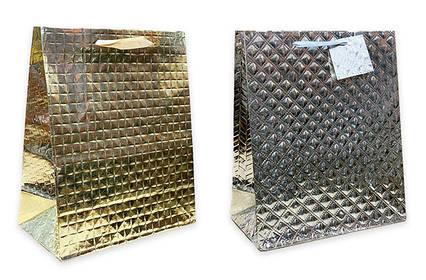 Паперовий пакет 26×31×12 см "Однотонний, срібло, золото", 12 шт у упаковці (281770)