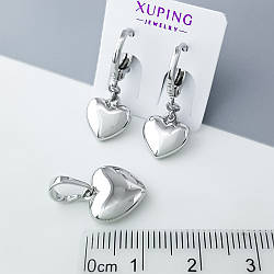 Набір Сяюче Серде, без камінців, медичне золото Xuping, родій